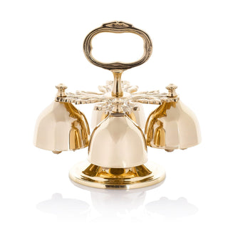 Elegant Quadruple Brass Bells with Leaf Ornaments