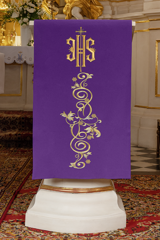 Lectern cloth with IHS embroidery 55x250 cm