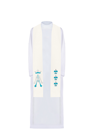 Marian embroidered stole with symbol and crown