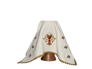 Chalice veil with the symbol of the Eucharist in ecru color