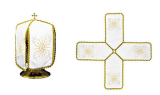 A veil for the ciborium with IHS embroidery and gold lace, 24 cm