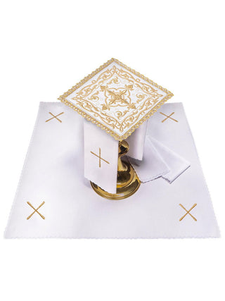 Chalice lingerie embroidered velvet richly decorated Ecru - LITURGICAL SHOP