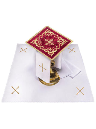 Chalice lingerie red embroidered Gold Ornaments Cross - LITURGICAL SHOP