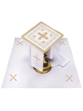 Ecru velvet chalice lingerie with cross motif - LITURGICAL SHOP