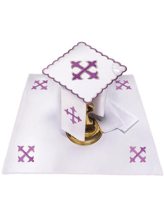 Embroidered Chalice Linen Cross Purple - LITURGICAL SHOP