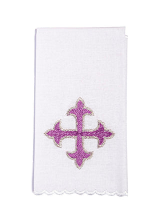 Embroidered Chalice Linen Cross Purple - LITURGICAL SHOP