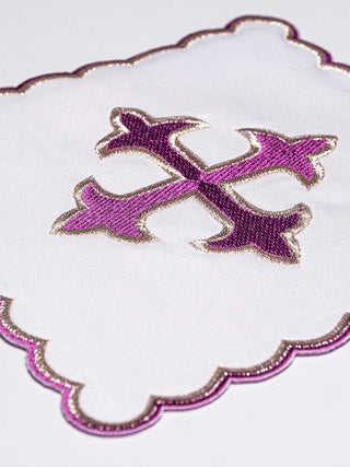 Embroidered Chalice Linen Cross Purple - LITURGICAL SHOP