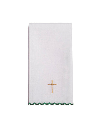 Embroidered Chalice Linen Green IHS - LITURGICAL SHOP