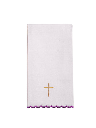 Embroidered Chalice Linen Purple IHS - LITURGICAL SHOP