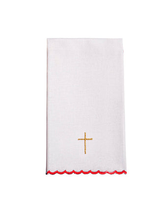 Embroidered Chalice Linen Red IHS - LITURGICAL SHOP