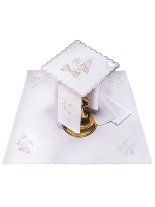 Embroidered Chalice Linen with Eucharistic Motif Silver - LITURGICAL SHOP