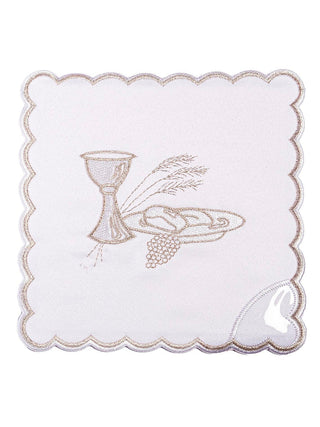 Embroidered Chalice Linen with Eucharistic Motif Silver - LITURGICAL SHOP