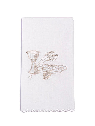 Embroidered Chalice Linen with Eucharistic Motif Silver - LITURGICAL SHOP