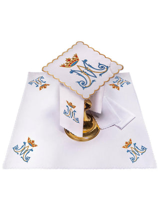 Embroidered Chalice Linen with Marian Motifs - LITURGICAL SHOP