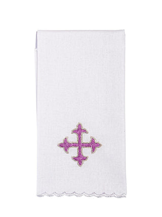 Embroidered chalice linen purple cross - LITURGICAL SHOP