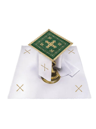 Embroidered cup linen green velvet - LITURGICAL SHOP