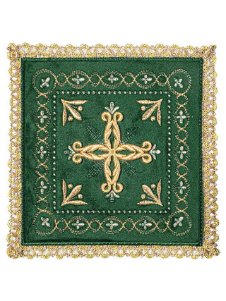 Embroidered cup linen green velvet - LITURGICAL SHOP