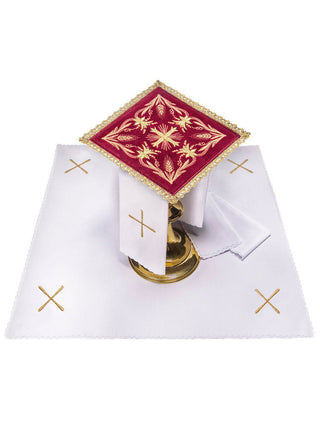 Embroidered cup linen red velvet - LITURGICAL SHOP