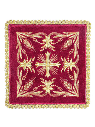 Embroidered cup linen red velvet - LITURGICAL SHOP