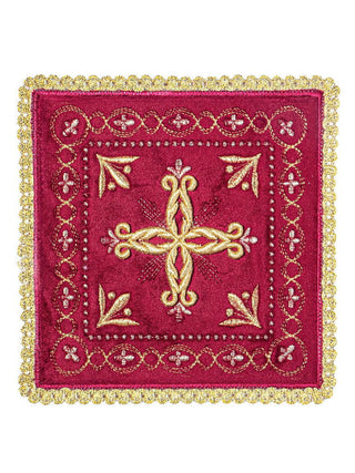 Embroidered cup linen red velvet - LITURGICAL SHOP