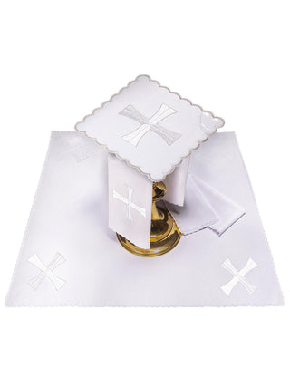 Embroidered cup linen with silver trim - LITURGICAL SHOP