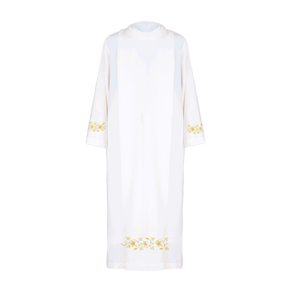 Embroidered priest's robe with turtleneck White - LITURGICAL SHOP