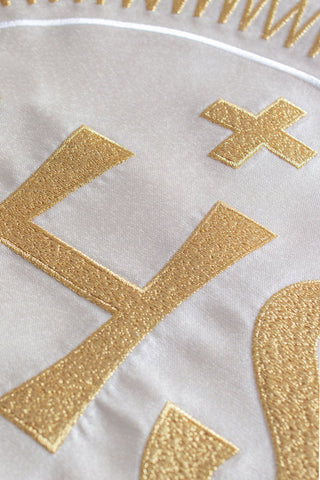 Embroidered veil with cross motif in ecru color - LITURGICAL SHOP