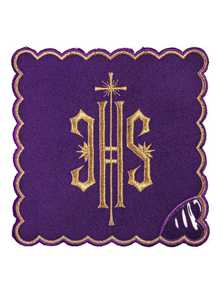 IHS Embroidered Chalice Linen Purple - LITURGICAL SHOP