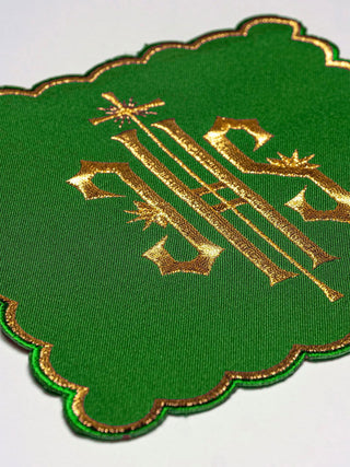 IHS Embroidered Chalice Set Green - LITURGICAL SHOP