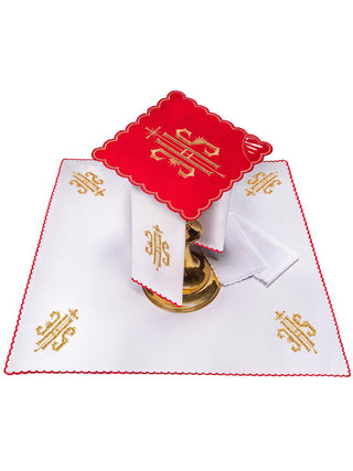 IHS Embroidered Chalice Set Red - LITURGICAL SHOP