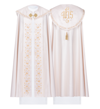 IHS ecru embroidered cape - LITURGICAL SHOP