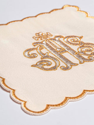 IHS embroidered chalice linen with ecru palk - LITURGICAL SHOP