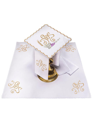 IHS embroidered chalice linen with grapes - LITURGICAL SHOP