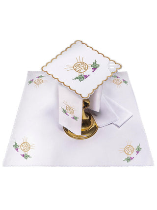 IHS embroidered chalice linen with grapes - LITURGICAL SHOP