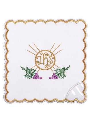 IHS embroidered chalice linen with grapes - LITURGICAL SHOP