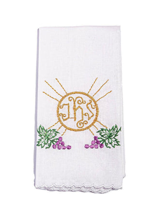 IHS embroidered chalice linen with grapes - LITURGICAL SHOP