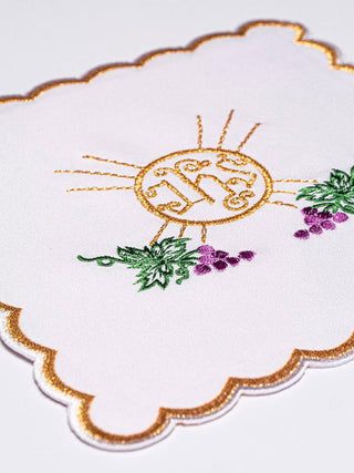 IHS embroidered chalice linen with grapes - LITURGICAL SHOP