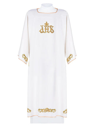 IHS embroidered dalmatics in ecru color - LITURGICAL SHOP