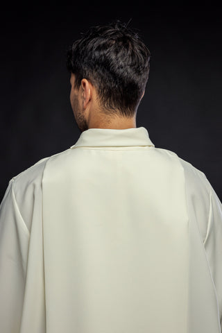 Smooth Priest Alb with Turtleneck Ecru - Stretch, Various Sizes