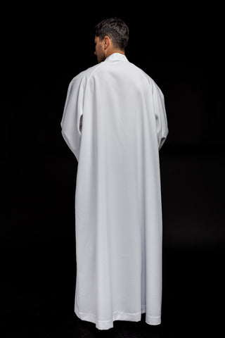 Smooth priest's alb with front zipper - white or ecru, stretch, various sizes