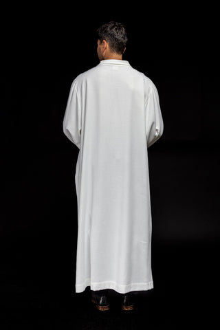 Linen priest's alb, plain with a classic collar in white or ecru