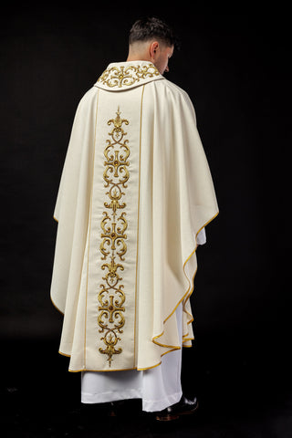 Embroidered chasuble with the image of Saint Anthony, including a stole