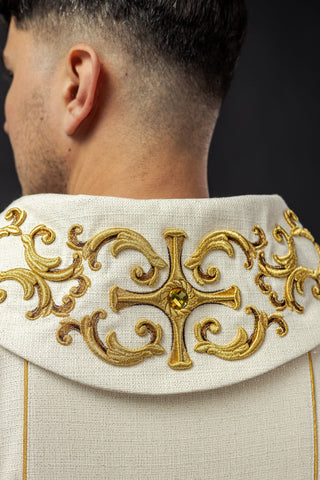 Embroidered chasuble with the image of Saint Anthony, including a stole