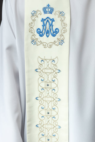 Marian Stole Embroidered with Floral Symbols