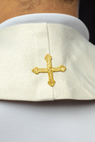 White priestly stole embroidered with faceted stones