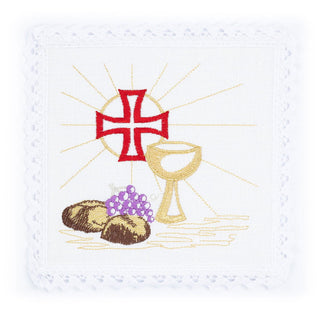 Linen chalice linen embroidered IHS Eucharistic - LITURGICAL SHOP