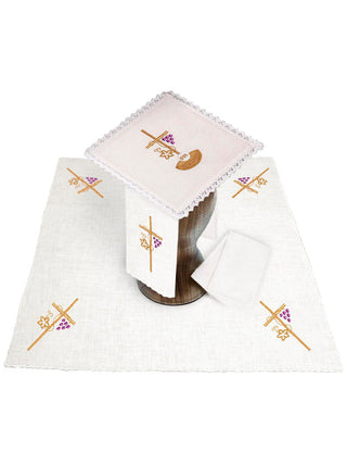 Linen chalice linen embroidered IHS Grape Cross - LITURGICAL SHOP