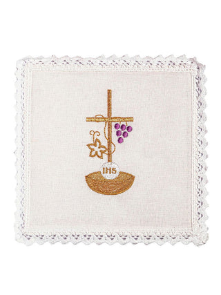 Linen chalice linen embroidered IHS Grape Cross - LITURGICAL SHOP