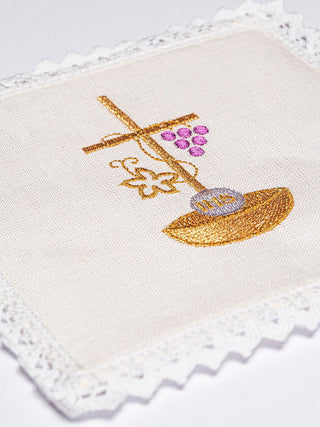 Linen chalice linen embroidered IHS Grape Cross - LITURGICAL SHOP