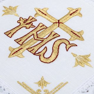 Linen chalice linen embroidered symbol IHS Cross - LITURGICAL SHOP